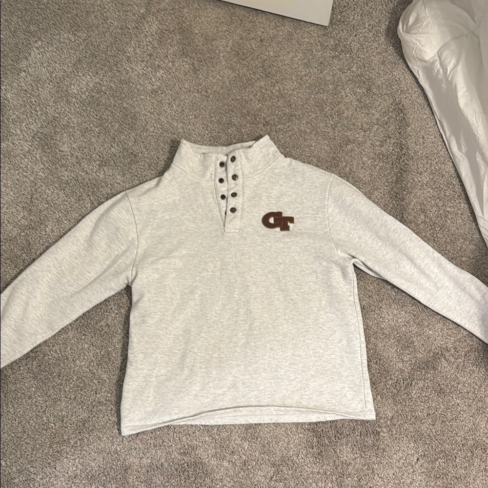 Gray Georgia Tech Sweater with buttons
